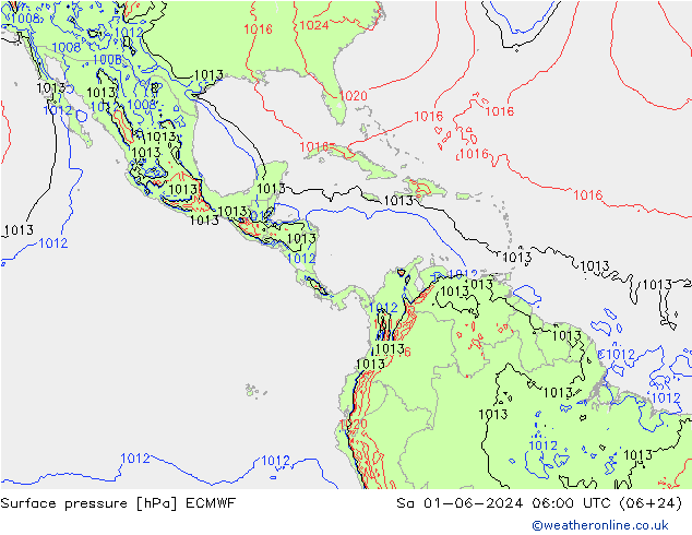 Pressione al suolo ECMWF sab 01.06.2024 06 UTC