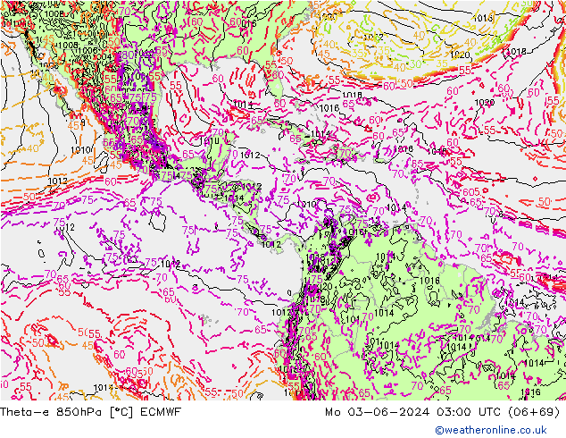 Theta-e 850hPa ECMWF Seg 03.06.2024 03 UTC