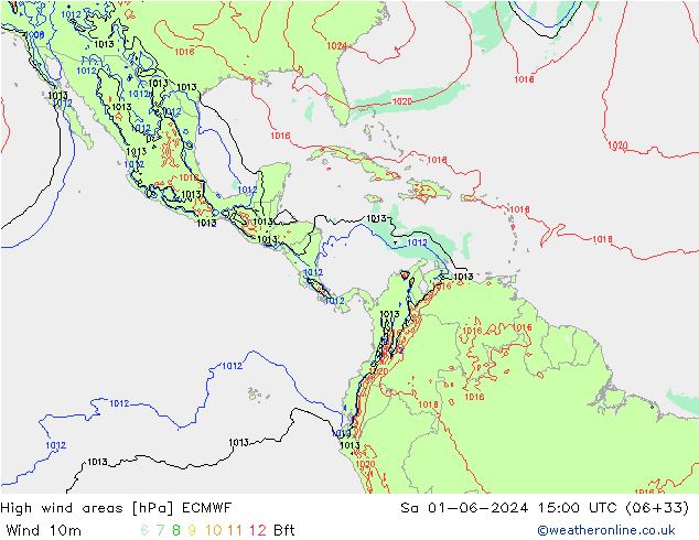 yüksek rüzgarlı alanlar ECMWF Cts 01.06.2024 15 UTC
