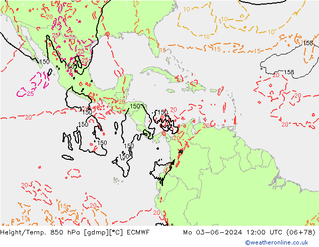 Z500/Rain (+SLP)/Z850 ECMWF Po 03.06.2024 12 UTC