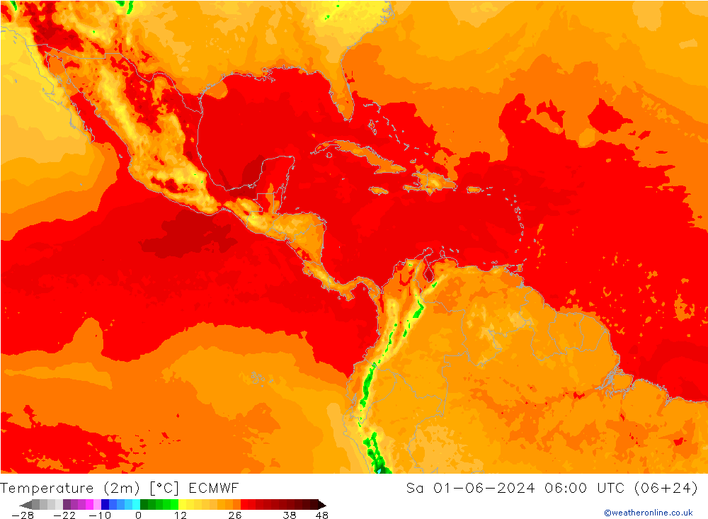 Temperatura (2m) ECMWF sáb 01.06.2024 06 UTC