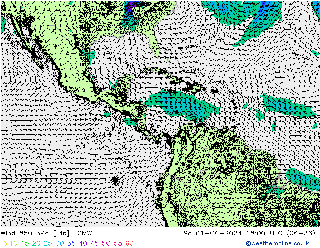 Wind 850 hPa ECMWF za 01.06.2024 18 UTC