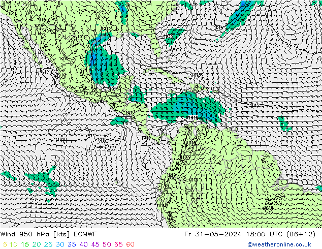 Vento 950 hPa ECMWF Sex 31.05.2024 18 UTC