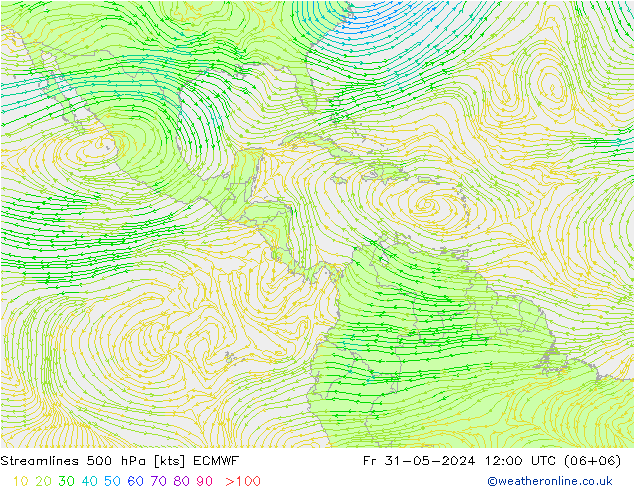 Streamlines 500 hPa ECMWF Fr 31.05.2024 12 UTC