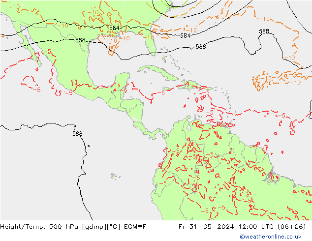 Z500/Rain (+SLP)/Z850 ECMWF Fr 31.05.2024 12 UTC