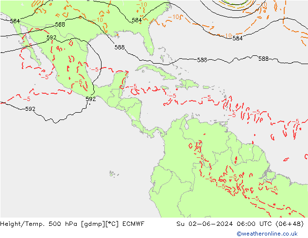 Height/Temp. 500 hPa ECMWF Dom 02.06.2024 06 UTC