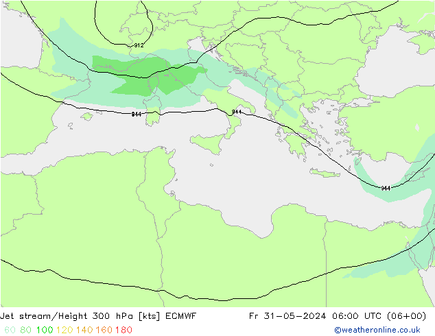 Prąd strumieniowy ECMWF pt. 31.05.2024 06 UTC