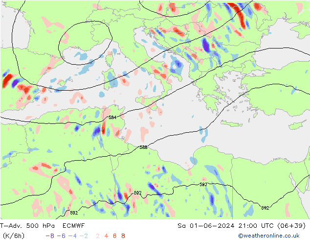 T-Adv. 500 hPa ECMWF Sáb 01.06.2024 21 UTC