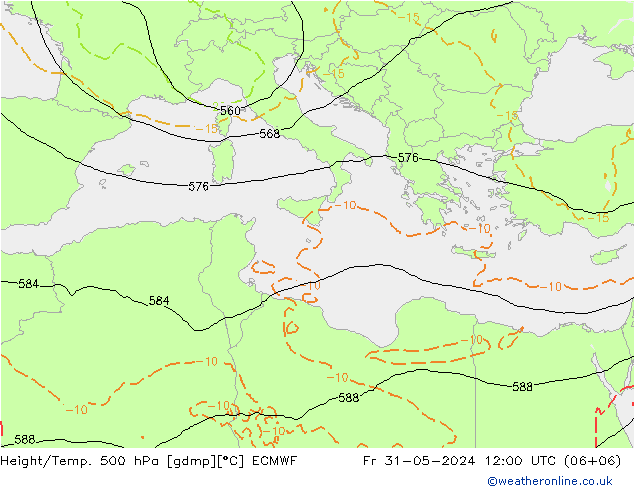 Z500/Rain (+SLP)/Z850 ECMWF  31.05.2024 12 UTC