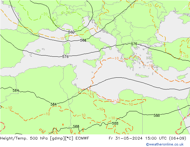Height/Temp. 500 hPa ECMWF  31.05.2024 15 UTC