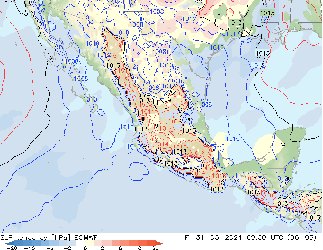 Tendencia de presión ECMWF vie 31.05.2024 09 UTC