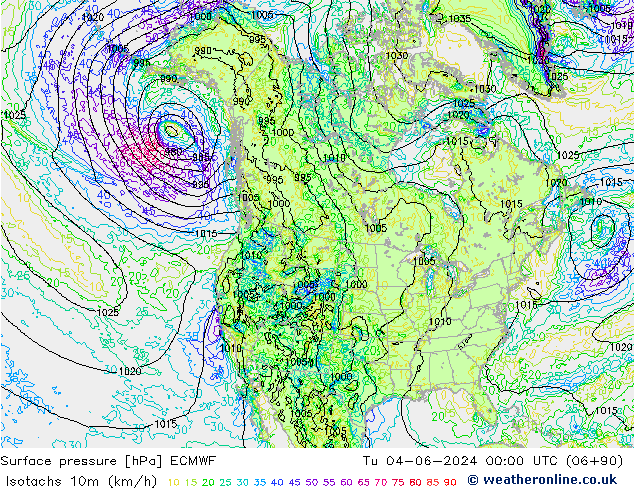 Isotachs (kph) ECMWF Ter 04.06.2024 00 UTC