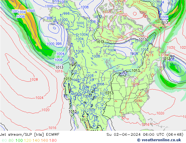 Jet stream ECMWF Dom 02.06.2024 06 UTC