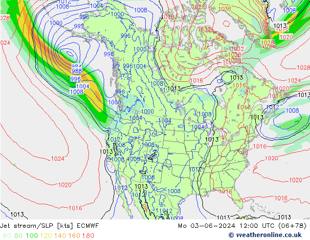 джет/приземное давление ECMWF пн 03.06.2024 12 UTC