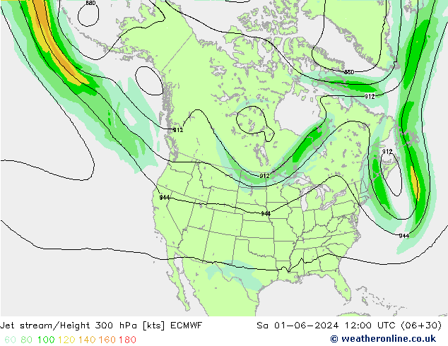 Jet stream ECMWF Sáb 01.06.2024 12 UTC