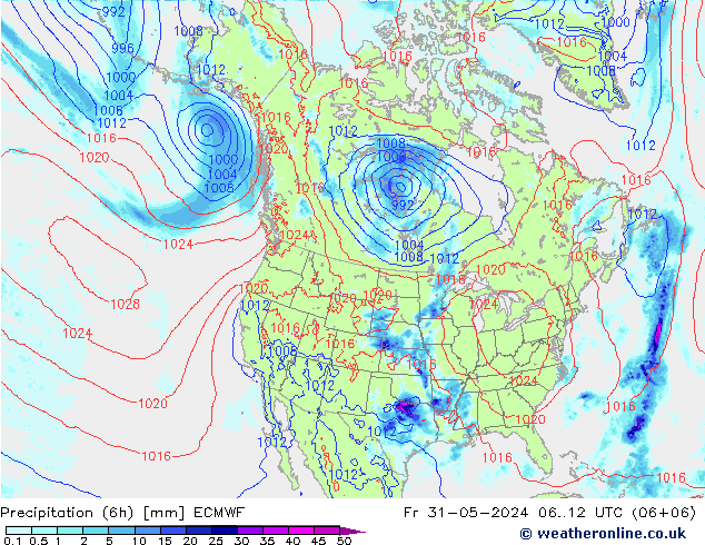 Z500/Rain (+SLP)/Z850 ECMWF ven 31.05.2024 12 UTC