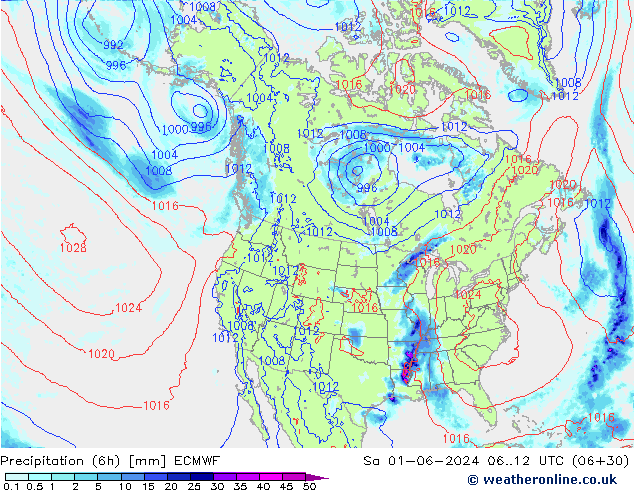 Z500/Rain (+SLP)/Z850 ECMWF Sáb 01.06.2024 12 UTC