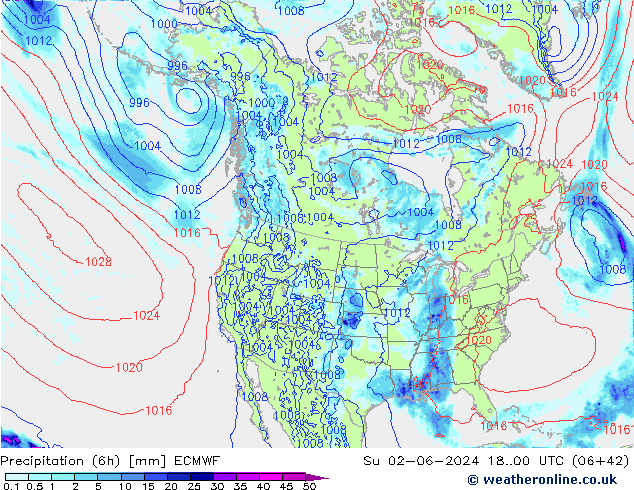 Z500/Rain (+SLP)/Z850 ECMWF Dom 02.06.2024 00 UTC