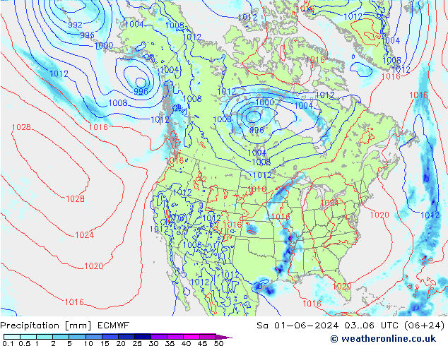 降水 ECMWF 星期六 01.06.2024 06 UTC