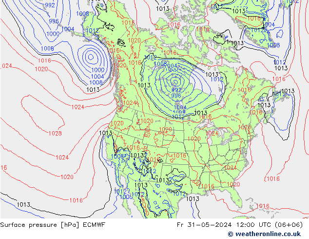 приземное давление ECMWF пт 31.05.2024 12 UTC