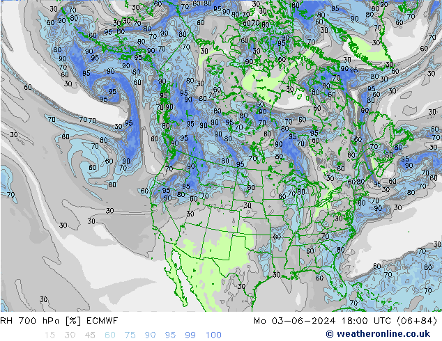 RH 700 hPa ECMWF Seg 03.06.2024 18 UTC