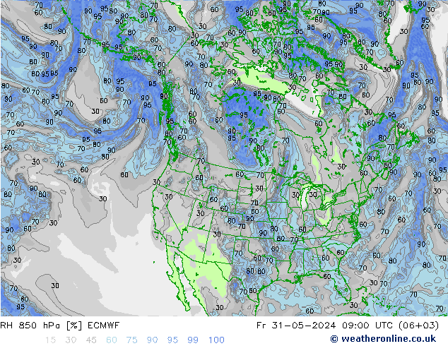 850 hPa Nispi Nem ECMWF Cu 31.05.2024 09 UTC