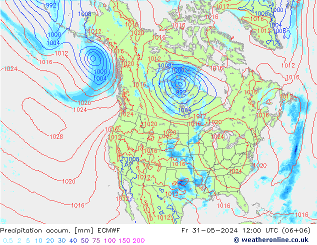 Precipitation accum. ECMWF Sex 31.05.2024 12 UTC