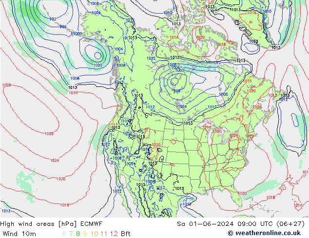 High wind areas ECMWF sam 01.06.2024 09 UTC