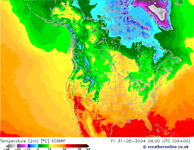 карта температуры ECMWF пт 31.05.2024 06 UTC