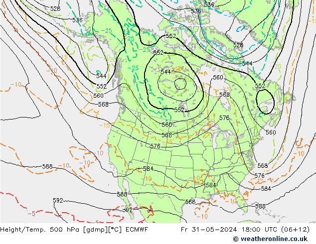 Z500/Rain (+SLP)/Z850 ECMWF ven 31.05.2024 18 UTC