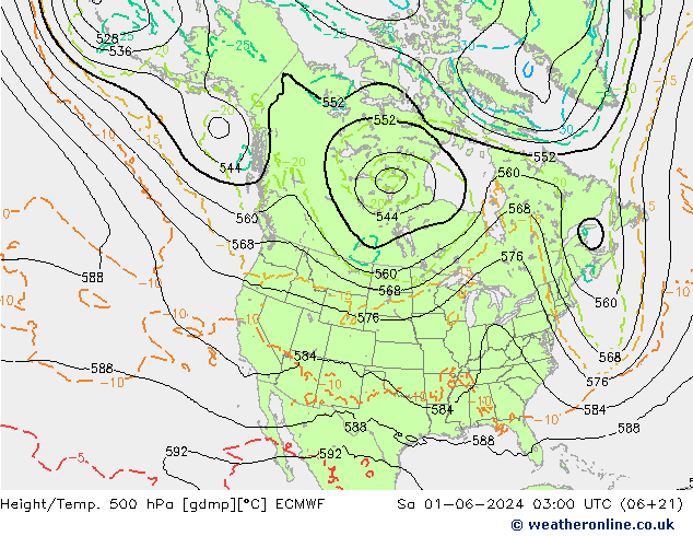 Height/Temp. 500 hPa ECMWF Sa 01.06.2024 03 UTC