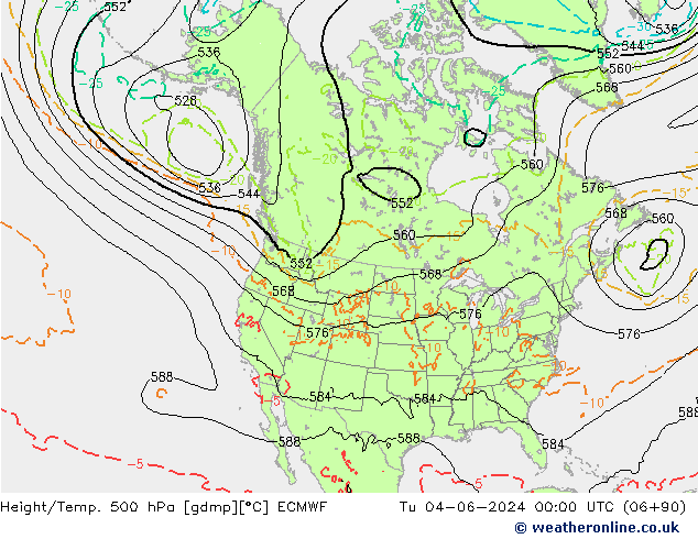 Height/Temp. 500 hPa ECMWF Tu 04.06.2024 00 UTC