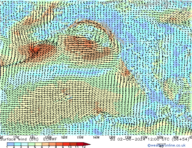 Surface wind (bft) ECMWF Su 02.06.2024 12 UTC