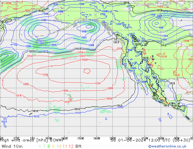 High wind areas ECMWF сб 01.06.2024 12 UTC