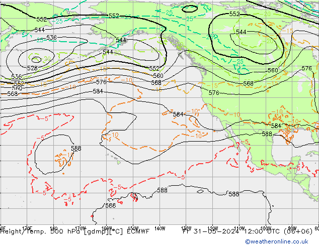 Z500/Rain (+SLP)/Z850 ECMWF  31.05.2024 12 UTC