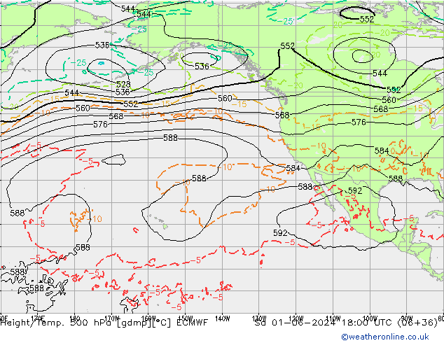 Z500/Rain (+SLP)/Z850 ECMWF Sáb 01.06.2024 18 UTC