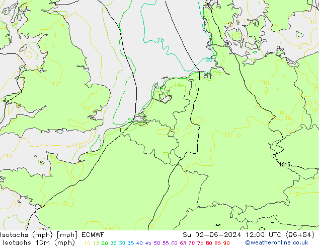 Isotachs (mph) ECMWF dim 02.06.2024 12 UTC