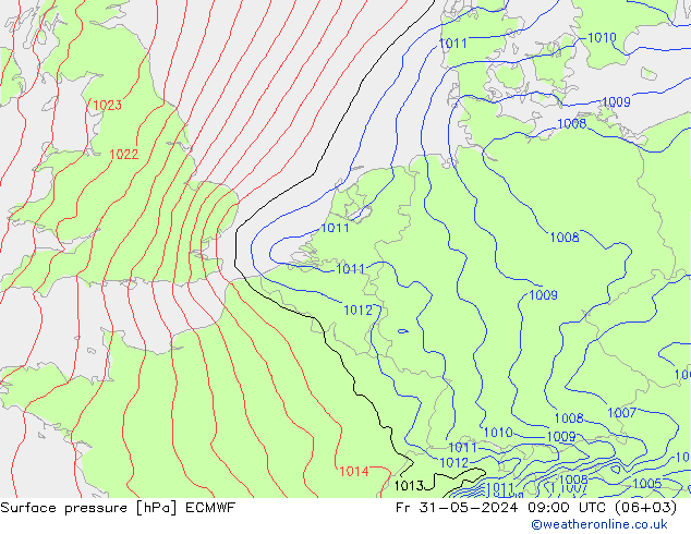 Bodendruck ECMWF Fr 31.05.2024 09 UTC