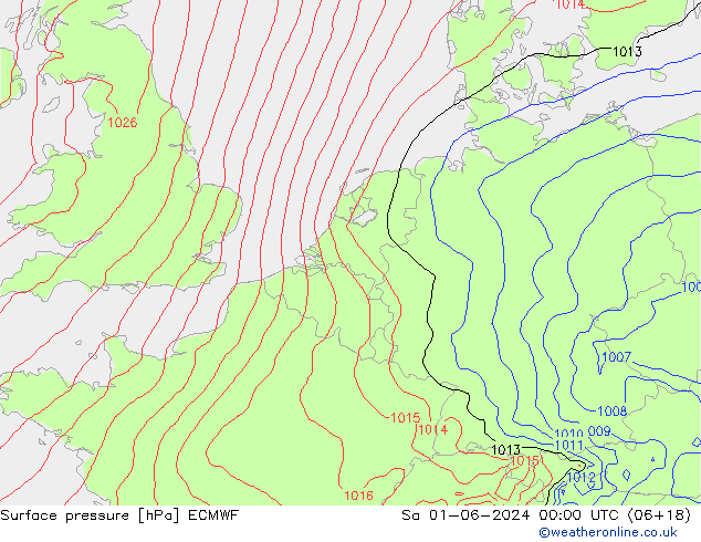 Surface pressure ECMWF Sa 01.06.2024 00 UTC