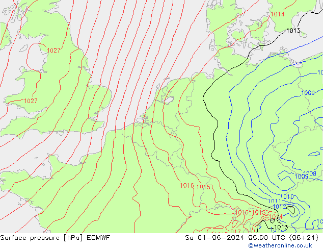 Bodendruck ECMWF Sa 01.06.2024 06 UTC