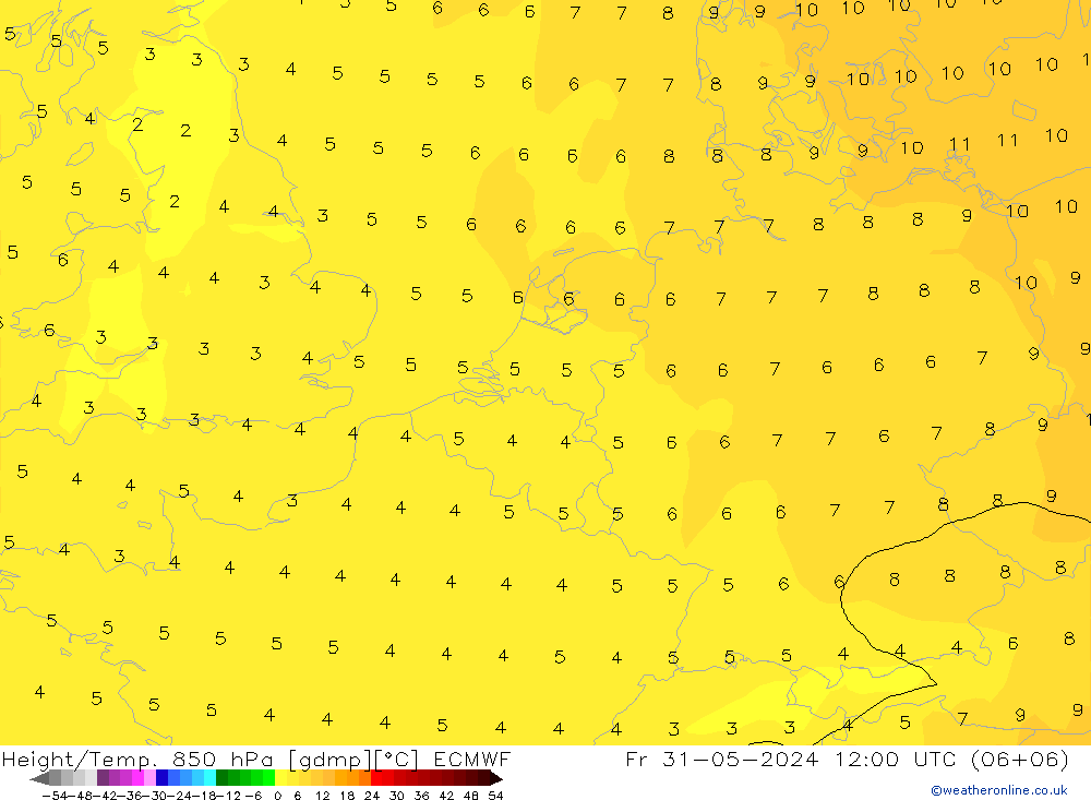 Z500/Rain (+SLP)/Z850 ECMWF vie 31.05.2024 12 UTC