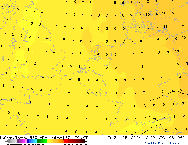 Z500/Rain (+SLP)/Z850 ECMWF Pá 31.05.2024 12 UTC