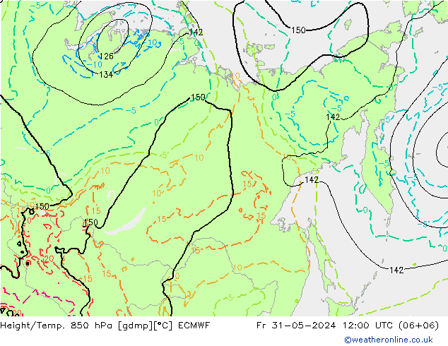 Z500/Rain (+SLP)/Z850 ECMWF ven 31.05.2024 12 UTC