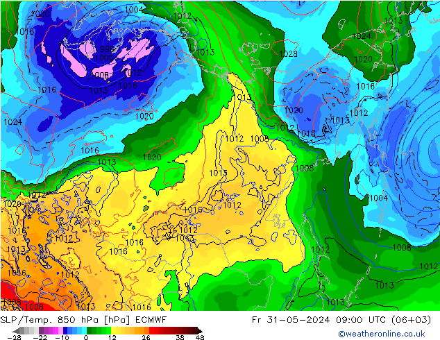 850 hPa Yer Bas./Sıc ECMWF Cu 31.05.2024 09 UTC