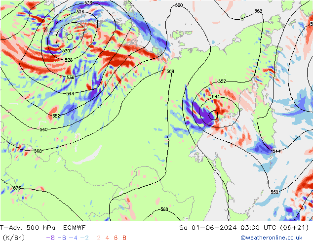 T-Adv. 500 hPa ECMWF So 01.06.2024 03 UTC