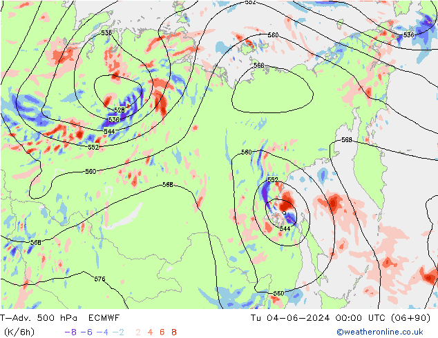 T-Adv. 500 hPa ECMWF mar 04.06.2024 00 UTC