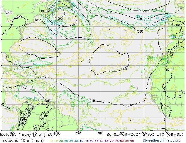 Izotacha (mph) ECMWF nie. 02.06.2024 21 UTC