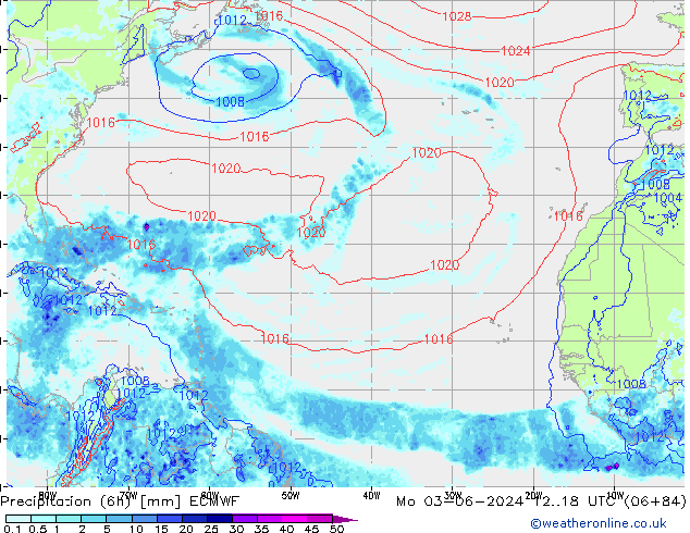 Nied. akkumuliert (6Std) ECMWF Mo 03.06.2024 18 UTC