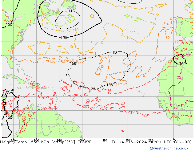 Height/Temp. 850 hPa ECMWF mar 04.06.2024 00 UTC