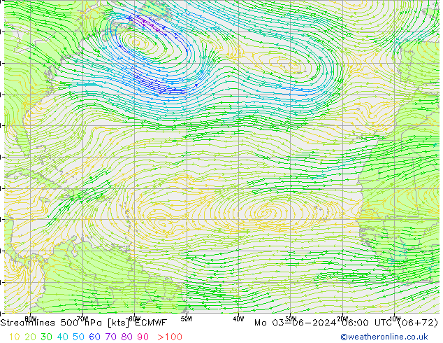 Rüzgar 500 hPa ECMWF Pzt 03.06.2024 06 UTC